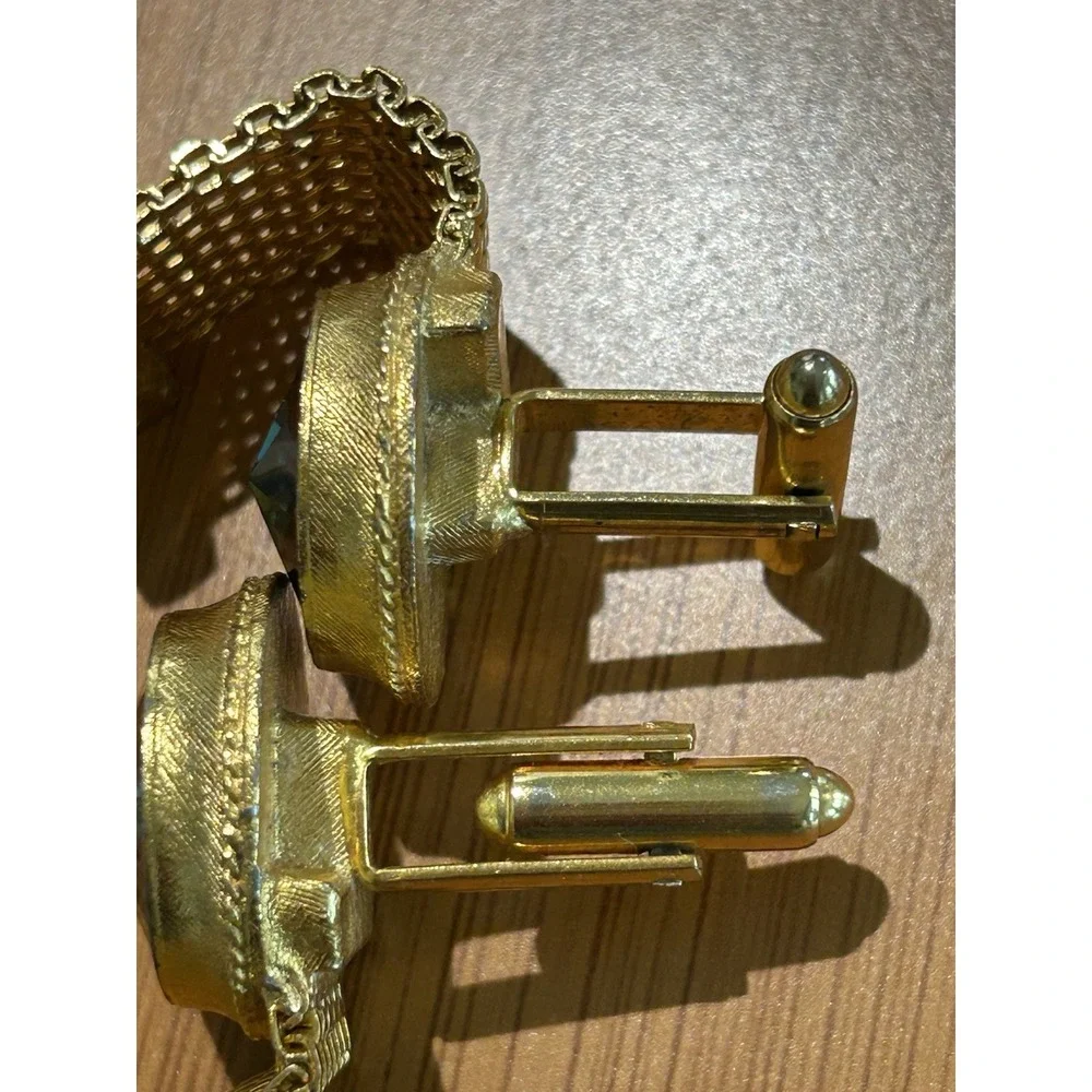 Mesh Wrap Cuff Links DANTE Watermelon ‎ Rivoli Glass Men's Jewelry Classy Formal